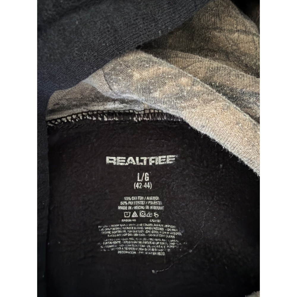 Realtree Xtra Fleece Hoodie Men's Size Large L Kangaroo Pouch Pocket Faded Black - Picture 4 of 5